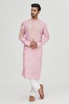 Buy_Gaurav Katta_Pink Summer Silk Embroidered Kurta _Online_at_Aza_Fashions