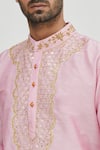 Gaurav Katta_Pink Summer Silk Embroidered Kurta _at_Aza_Fashions