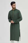 Buy_Gaurav Katta_Green Modal Cotton Kurta _at_Aza_Fashions