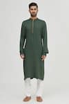 Gaurav Katta_Green Modal Cotton Kurta _Online_at_Aza_Fashions