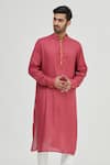 Buy_Gaurav Katta_Maroon Modal Cotton Kurta _at_Aza_Fashions