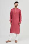 Shop_Gaurav Katta_Maroon Modal Cotton Kurta _Online_at_Aza_Fashions