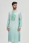 Buy_Gaurav Katta_Blue Modal Cotton Embellished Kurta _at_Aza_Fashions