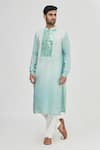 Buy_Gaurav Katta_Blue Modal Cotton Embellished Kurta _Online_at_Aza_Fashions