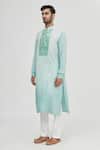 Shop_Gaurav Katta_Blue Modal Cotton Embellished Kurta _Online_at_Aza_Fashions