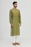 Gaurav Katta Green Cotton Silk Printed Kurta Online at Aza Fashions Gaurav Katta_Green Cotton Silk Printed Kurta _Online_at_Aza_Fashions