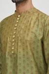 Gaurav Katta Green Cotton Silk Printed Kurta at Aza Fashions Gaurav Katta_Green Cotton Silk Printed Kurta _at_Aza_Fashions