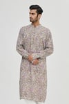 Buy_Gaurav Katta_Blue Cotton Printed Kurta _at_Aza_Fashions