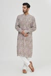 Buy_Gaurav Katta_Blue Cotton Printed Kurta _Online_at_Aza_Fashions