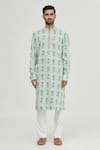 Gaurav Katta Blue Cotton Printed Kurta Online at Aza Fashions Gaurav Katta_Blue Cotton Printed Kurta _Online_at_Aza_Fashions