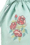 Shop_Chhaya Mehrotra_Blue Embroidery, Beads Floral Potli Bag _at_Aza_Fashions
