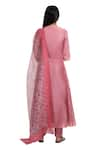 Shop_Chhaya Mehrotra_Pink Kurta Handwoven Chanderi Pants Cotton Dupatta Silk Set  _at_Aza_Fashions