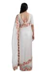 Shop_Chhaya Mehrotra_White Saree Silk Organza Blouse Handwoven Chanderi V Neck With _at_Aza_Fashions
