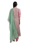 Shop_Chhaya Mehrotra_Pink Kurta Handwoven Chanderi Salwar Cotton V Neck Set _at_Aza_Fashions
