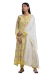 Buy_Chhaya Mehrotra_Yellow Kurta Handwoven Chanderi Salwar Cotton Round Set _at_Aza_Fashions