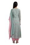 Shop_Chhaya Mehrotra_Green Kurta Handwoven Chanderi Salwar Cotton Round Set _at_Aza_Fashions