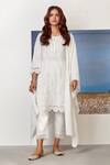 Buy_Mulmul_White Mulmul Cotton Round Embroidered Kurta Set _at_Aza_Fashions