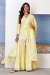 Buy_Mulmul_Yellow Mulmul Cotton V Neck Embroidered Kurta Set _at_Aza_Fashions