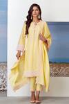 Buy_Mulmul_Yellow Mulmul Cotton Tie-up Embroidered Kurta Set _at_Aza_Fashions