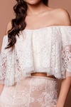 Shehlaa Khan_Beige Lace Off Shoulder Top And Pant Set _Online_at_Aza_Fashions