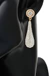 Shop_Minaki_Gold Plated Zari Stone Danglers _at_Aza_Fashions