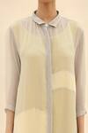 Abhishek Sharma Grey Chiffon Shirt Collar Colorblock Dress at Aza Fashions Abhishek Sharma_Grey Chiffon Shirt Collar Colorblock Dress _at_Aza_Fashions