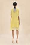Shop_Abhishek Sharma_Yellow Chiffon Shirt Collar Colorblock Dress  _at_Aza_Fashions