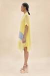 Shop_Abhishek Sharma_Yellow Chiffon Shirt Collar Colorblock Dress  _Online_at_Aza_Fashions