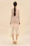 Shop_Abhishek Sharma_Grey Chiffon Boat Colorblock Draped Dress _at_Aza_Fashions