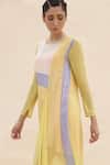 Shop Abhishek Sharma Yellow Chiffon Round Colorblock Draped Dress Online at Aza Fashions Shop_Abhishek Sharma_Yellow Chiffon Round Colorblock Draped Dress _Online_at_Aza_Fashions