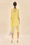 Shop_Abhishek Sharma_Yellow Chiffon Straight Colorblock Draped Dress  _at_Aza_Fashions