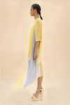 Shop_Abhishek Sharma_Yellow Chiffon Straight Colorblock Draped Dress  _Online_at_Aza_Fashions