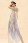 Shop Abhishek Sharma Grey Chiffon Round Colorblock Cowl Draped Dress Online at Aza Fashions Shop_Abhishek Sharma_Grey Chiffon Round Colorblock Cowl Draped Dress _Online_at_Aza_Fashions