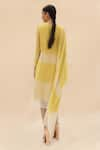 Shop_Abhishek Sharma_Yellow Chiffon Round Colorblock Draped Tunic  _at_Aza_Fashions