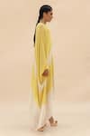 Abhishek Sharma_Yellow Chiffon Round Colorblock Draped Tunic  _Online_at_Aza_Fashions