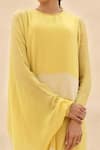 Shop_Abhishek Sharma_Yellow Chiffon Round Colorblock Draped Tunic  _Online_at_Aza_Fashions