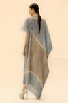 Shop_Abhishek Sharma_Blue Georgette Asymmetric Tie-dye Print Dress _at_Aza_Fashions