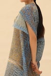 Shop_Abhishek Sharma_Blue Georgette Asymmetric Tie-dye Print Dress _Online_at_Aza_Fashions