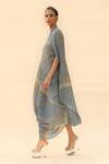 Buy_Abhishek Sharma_Blue Georgette High Neck Tie-dye Print Dress _at_Aza_Fashions