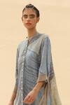 Shop Abhishek Sharma Blue Mandarin Collar Tie-dye Print Shirt Dress Online at Aza Fashions Shop_Abhishek Sharma_Blue Mandarin Collar Tie-dye Print Shirt Dress _Online_at_Aza_Fashions
