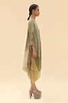 Abhishek Sharma_Green Mandarin Collar Tie-dye Print Shirt Dress  _Online_at_Aza_Fashions