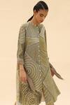 Shop_Abhishek Sharma_Green Mandarin Collar Tie-dye Print Shirt Dress  _Online_at_Aza_Fashions