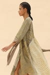 Abhishek Sharma_Green Mandarin Collar Tie-dye Print Shirt Dress  _at_Aza_Fashions