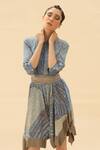 Buy Abhishek Sharma Blue Shirt Collar Tie-dye Print Dress at Aza Fashions Buy_Abhishek Sharma_Blue Shirt Collar Tie-dye Print Dress _at_Aza_Fashions