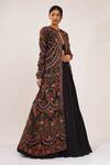 Nakul Sen_Black Chiffon Jacket Round Embroidered And Lehenga Set  _Online_at_Aza_Fashions