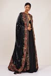 Buy_Nakul Sen_Black Chiffon Jacket Round Embroidered And Lehenga Set  _Online_at_Aza_Fashions