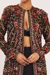 Nakul Sen_Black Chiffon Jacket Round Embroidered And Lehenga Set  _at_Aza_Fashions