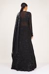 Shop Nakul Sen Black Chiffon Jacket Round Embroidered And Lehenga Set at Aza Fashions Shop_Nakul Sen_Black Chiffon Jacket Round Embroidered And Lehenga Set_at_Aza_Fashions