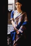Shop_Mimamsaa_Blue Handloom Bengal Silk Saree_at_Aza_Fashions