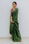 Buy_Mimamsaa_Green Handloom Munga Silk Striped Saree _Online_at_Aza_Fashions